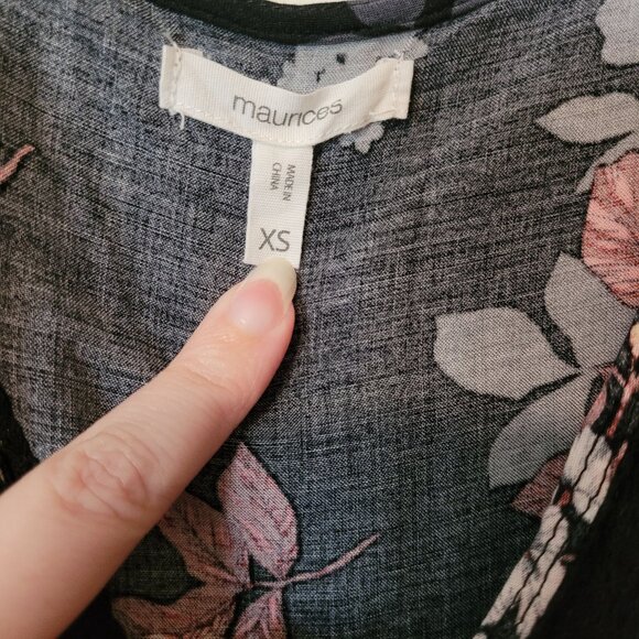 Maurices Floral Print Sleeveless Dress Black Multicolor XS Rayon Cotton Lace - Picture 4 of 5